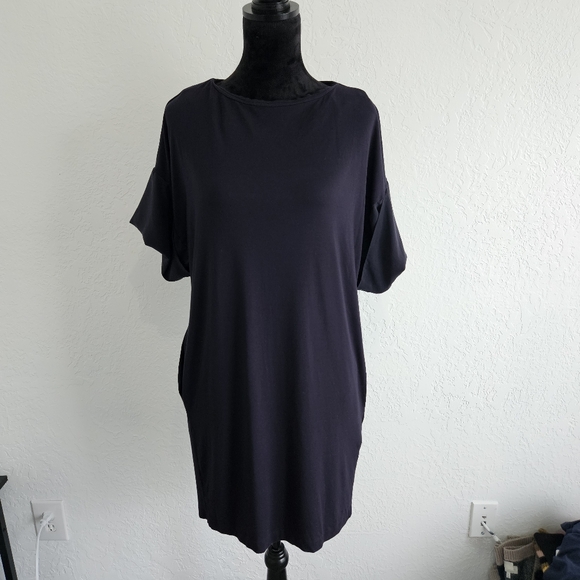 COS Women’s Euro Sz Small Navy DRESS Cuff Sleeve Office Siren Capsule Career - Picture 1 of 9